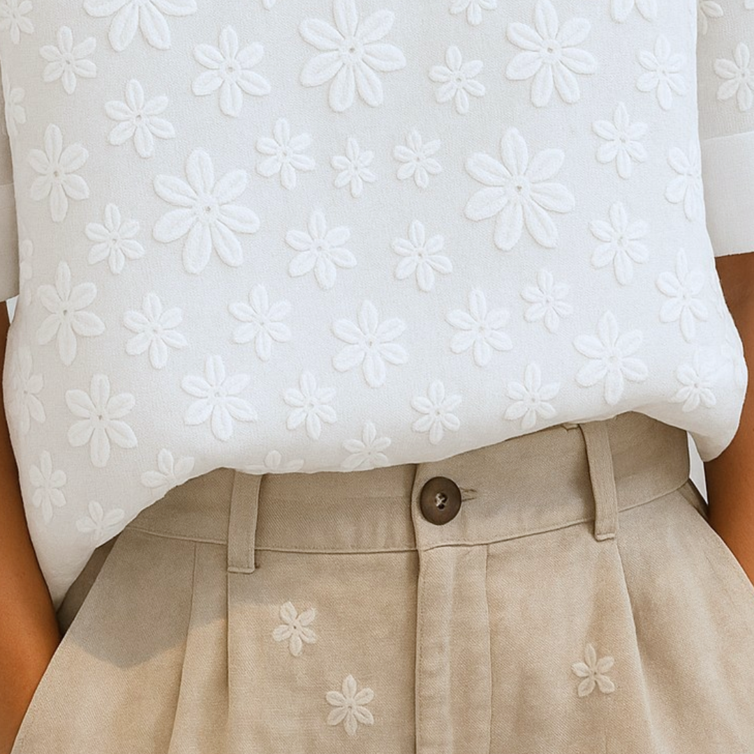 Irene | Floral Linen Blouse