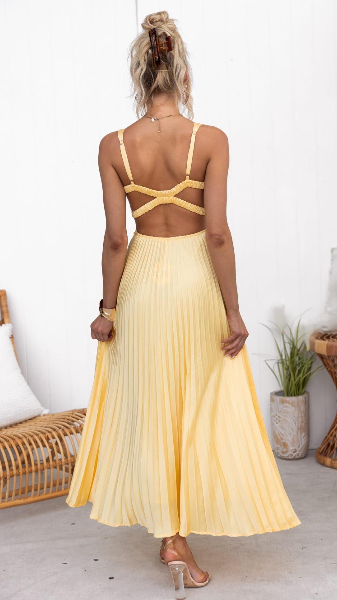 Aby | Elegant Yellow Maxi Dress