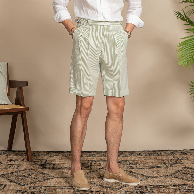 Cornelio | Striped Seersucker Shorts