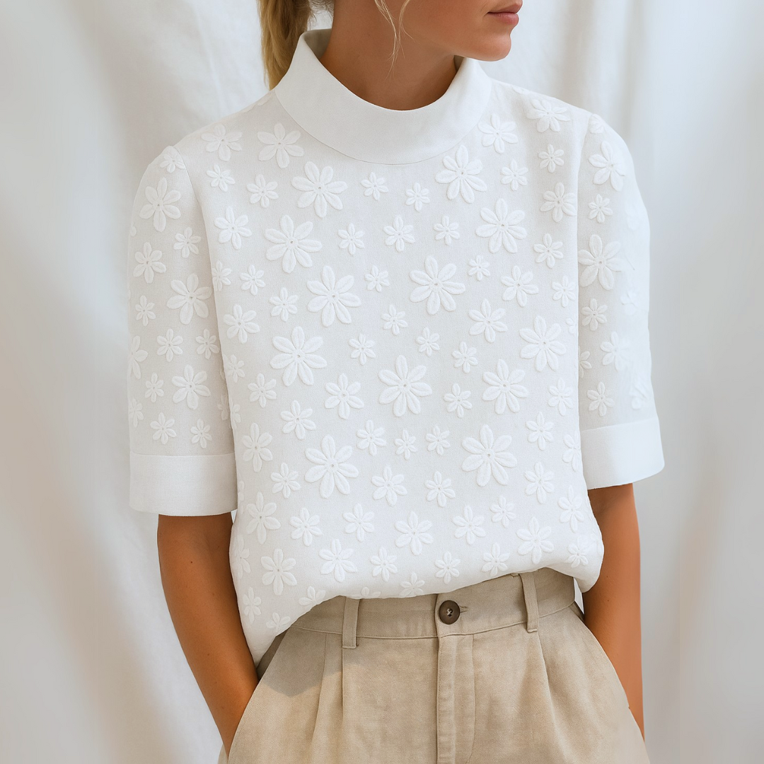 Irene | Floral Linen Blouse