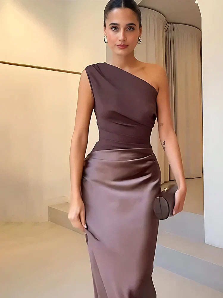 Amber | Satin One-Shoulder Dress