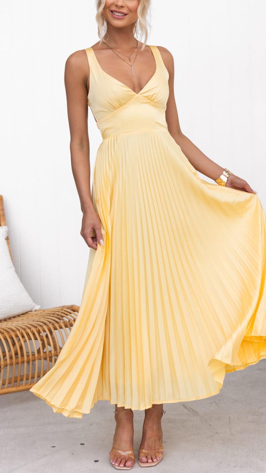 Aby | Elegant Yellow Maxi Dress