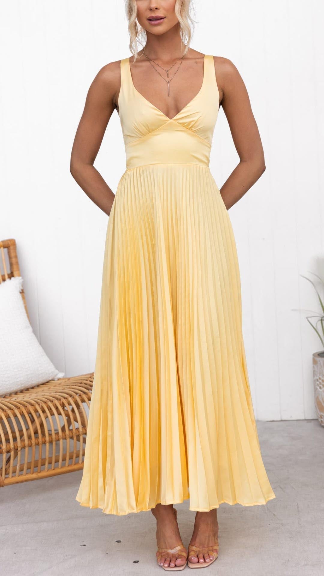 Aby | Elegant Yellow Maxi Dress