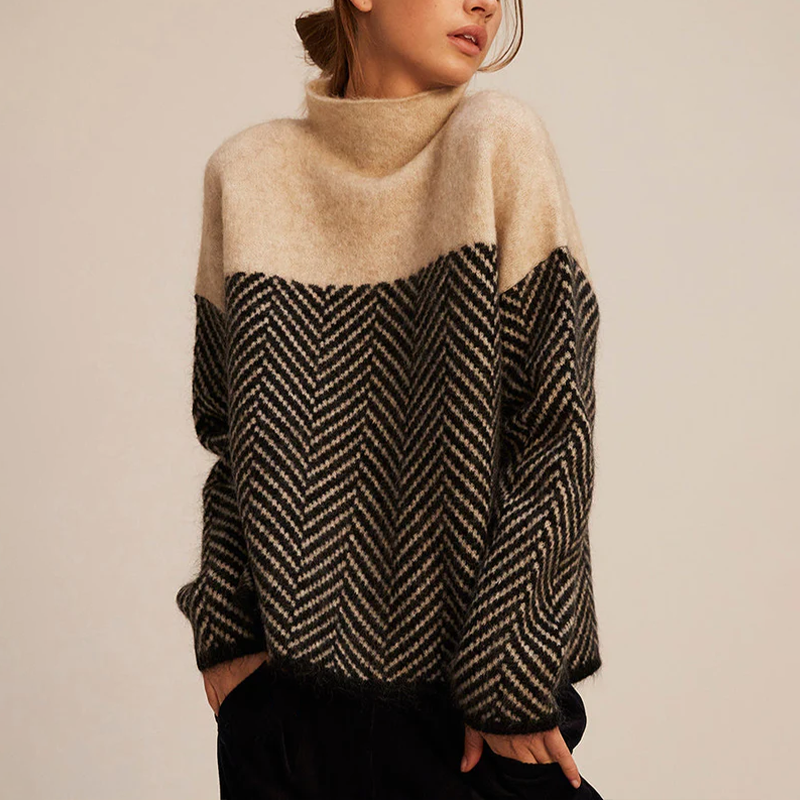 Nadia | Chevron Turtleneck Sweater