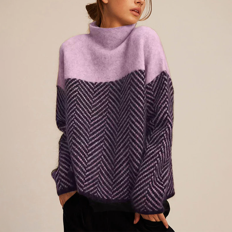 Nadia | Chevron Turtleneck Sweater